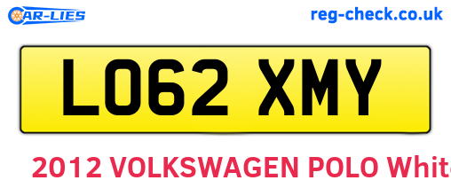 LO62XMY are the vehicle registration plates.