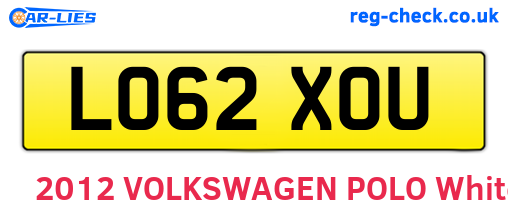LO62XOU are the vehicle registration plates.