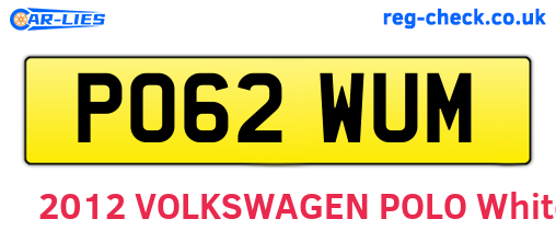 PO62WUM are the vehicle registration plates.
