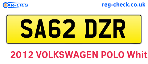 SA62DZR are the vehicle registration plates.