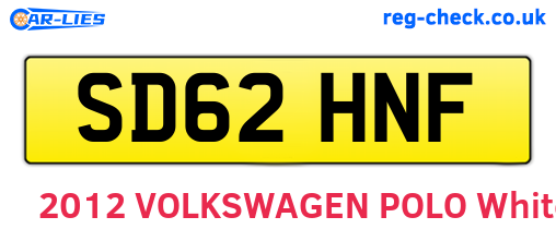SD62HNF are the vehicle registration plates.