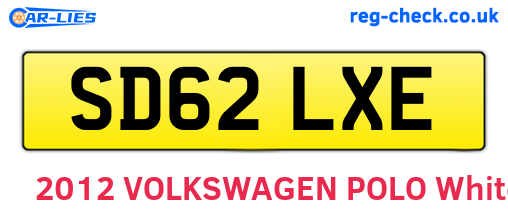 SD62LXE are the vehicle registration plates.
