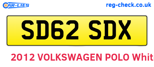 SD62SDX are the vehicle registration plates.