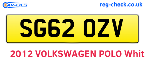 SG62OZV are the vehicle registration plates.