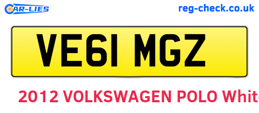 VE61MGZ are the vehicle registration plates.