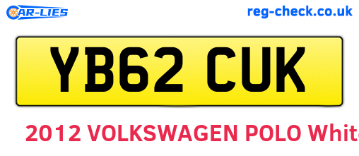 YB62CUK are the vehicle registration plates.