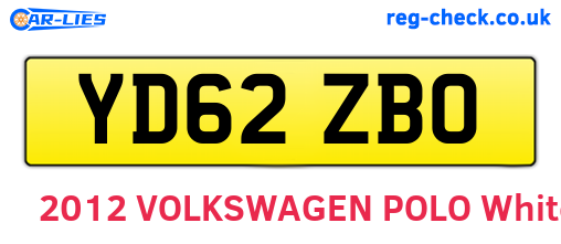 YD62ZBO are the vehicle registration plates.