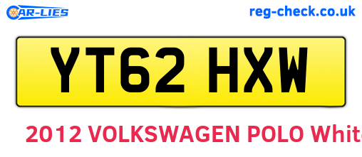YT62HXW are the vehicle registration plates.