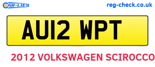 AU12WPT are the vehicle registration plates.