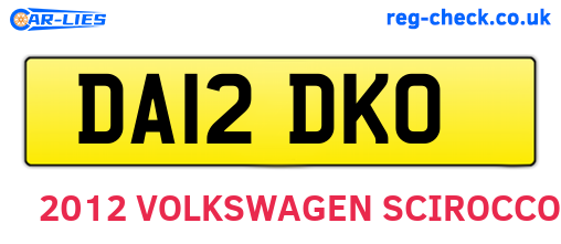 DA12DKO are the vehicle registration plates.