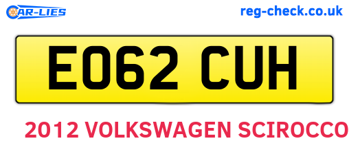 EO62CUH are the vehicle registration plates.