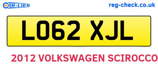 LO62XJL are the vehicle registration plates.