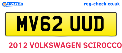 MV62UUD are the vehicle registration plates.
