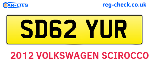 SD62YUR are the vehicle registration plates.