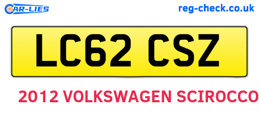 LC62CSZ are the vehicle registration plates.