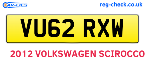VU62RXW are the vehicle registration plates.