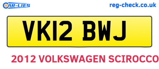 VK12BWJ are the vehicle registration plates.