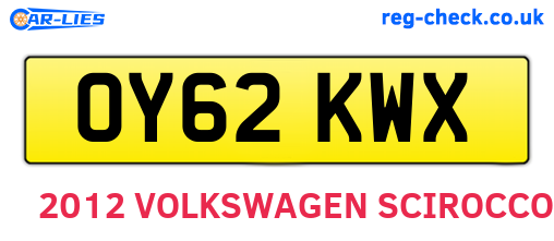 OY62KWX are the vehicle registration plates.