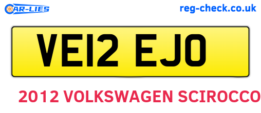 VE12EJO are the vehicle registration plates.