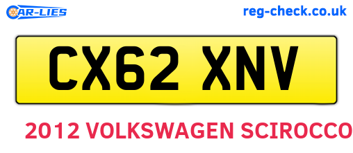 CX62XNV are the vehicle registration plates.