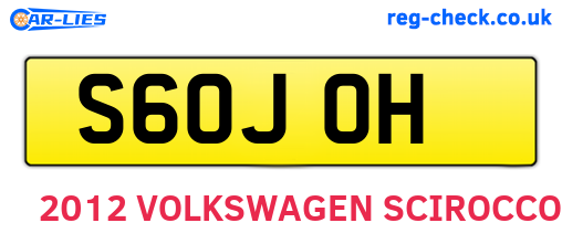 S60JOH are the vehicle registration plates.