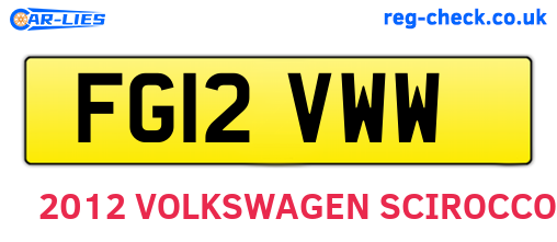 FG12VWW are the vehicle registration plates.