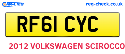 RF61CYC are the vehicle registration plates.