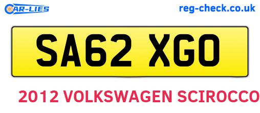 SA62XGO are the vehicle registration plates.