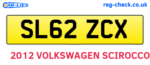 SL62ZCX are the vehicle registration plates.
