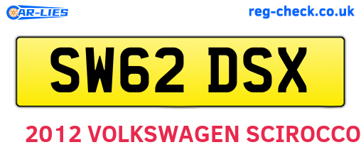 SW62DSX are the vehicle registration plates.