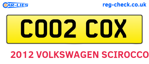 CO02COX are the vehicle registration plates.