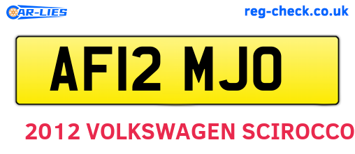 AF12MJO are the vehicle registration plates.