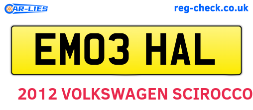 EM03HAL are the vehicle registration plates.