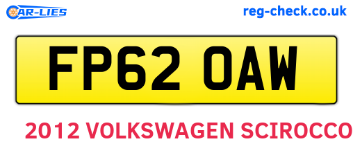 FP62OAW are the vehicle registration plates.