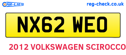 NX62WEO are the vehicle registration plates.