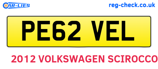PE62VEL are the vehicle registration plates.