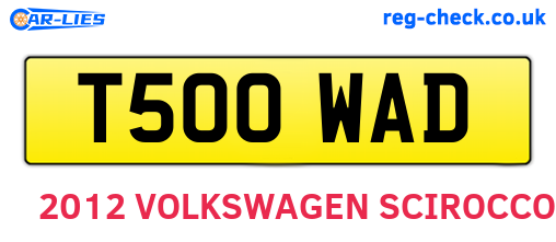 T500WAD are the vehicle registration plates.