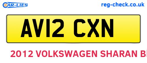 AV12CXN are the vehicle registration plates.