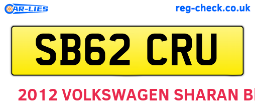 SB62CRU are the vehicle registration plates.