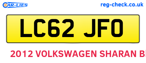 LC62JFO are the vehicle registration plates.