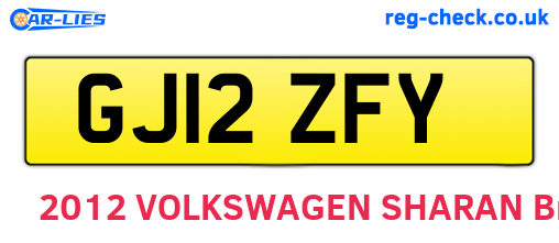 GJ12ZFY are the vehicle registration plates.