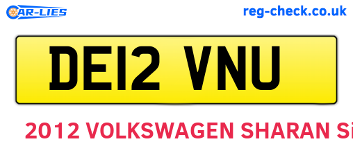 DE12VNU are the vehicle registration plates.