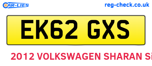 EK62GXS are the vehicle registration plates.