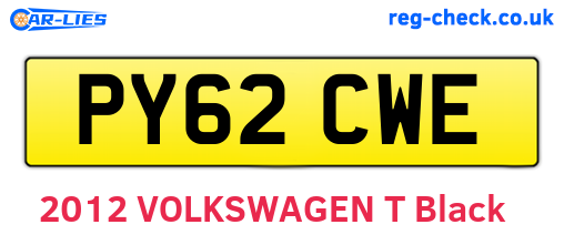 PY62CWE are the vehicle registration plates.