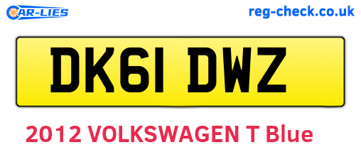 DK61DWZ are the vehicle registration plates.