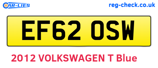 EF62OSW are the vehicle registration plates.