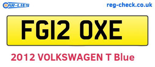 FG12OXE are the vehicle registration plates.