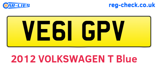 VE61GPV are the vehicle registration plates.