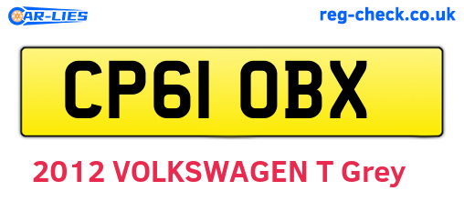 CP61OBX are the vehicle registration plates.