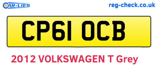 CP61OCB are the vehicle registration plates.